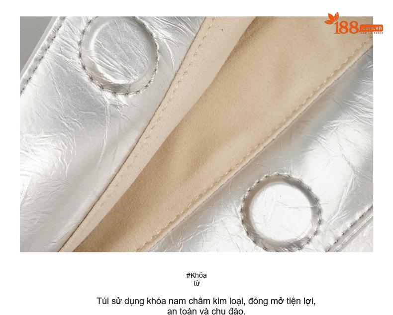 Túi Tote Nữ Da Thật Dây Xích Đeo Vai Đeo Chéo Bề Mặt Da Bóng Màu Bạc, Đỏ Đậm chi tiết 7