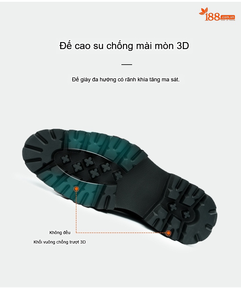 Giày Tây Buộc Dây Nam Da Bò Phong Cách Anh Quốc Chiều Cao Đế Khoảng 4cm Màu Nâu, Đen chi tiết 8