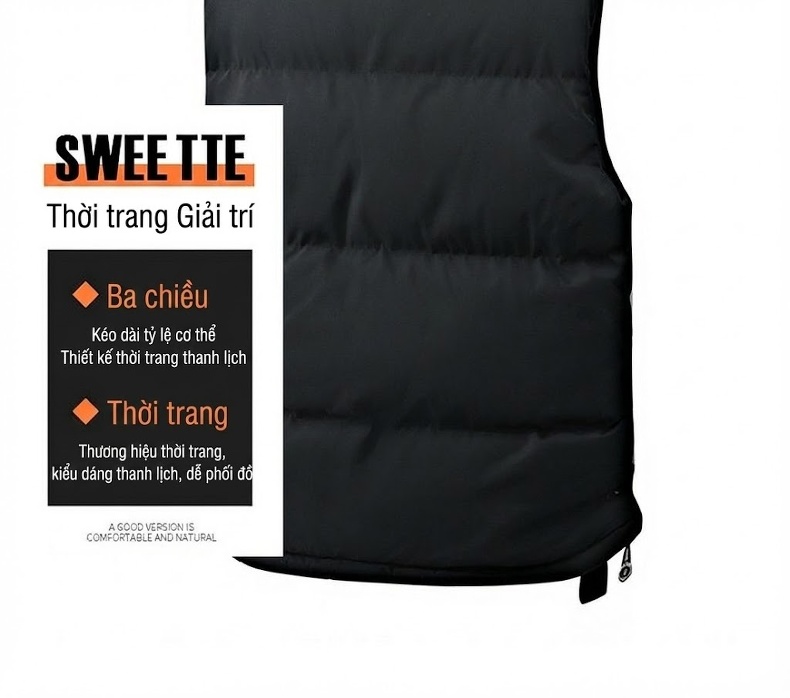 Áo Gilet Phao Nam Nữ Mùa Đông Dáng Rộng Cổ Trụ Túi Hộp Màu Đen, Trắng, Xám chi tiết 3