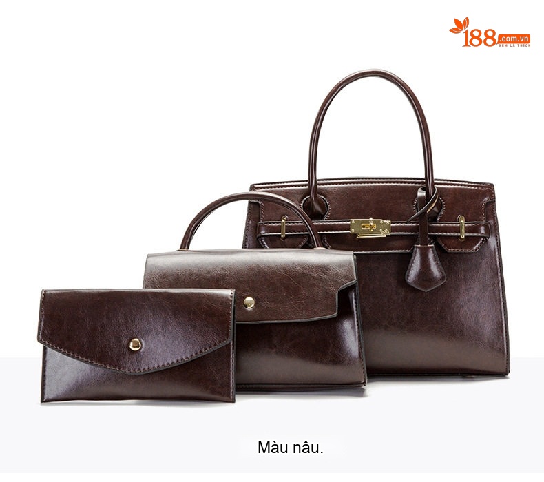 Bộ Túi Xách Tay Nữ Da Bóng Đeo Vai Thời Trang Gồm 3 Món Màu Đen, Đỏ, Nâu, Nâu Đậm... chi tiết 17