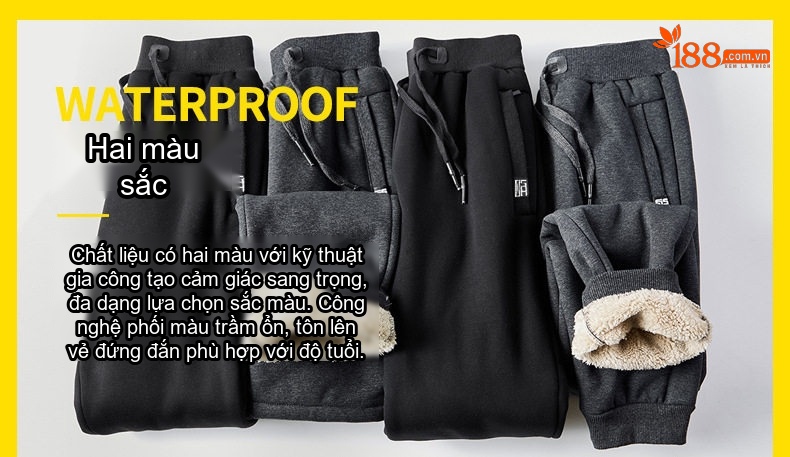 Quần thể thao nam lót lông cừu non dày dặn giữ ấm mùa đông chi tiết 6