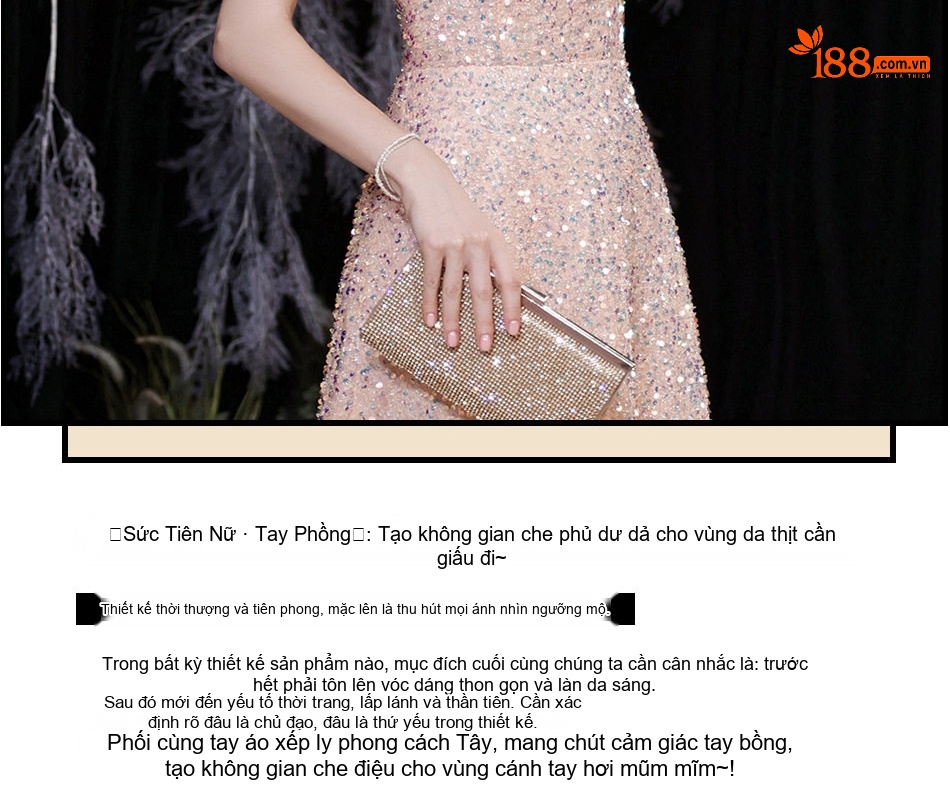 Váy Dạ Hội Nữ Tay Bồng Công Chúa Màu Hồng chi tiết 6