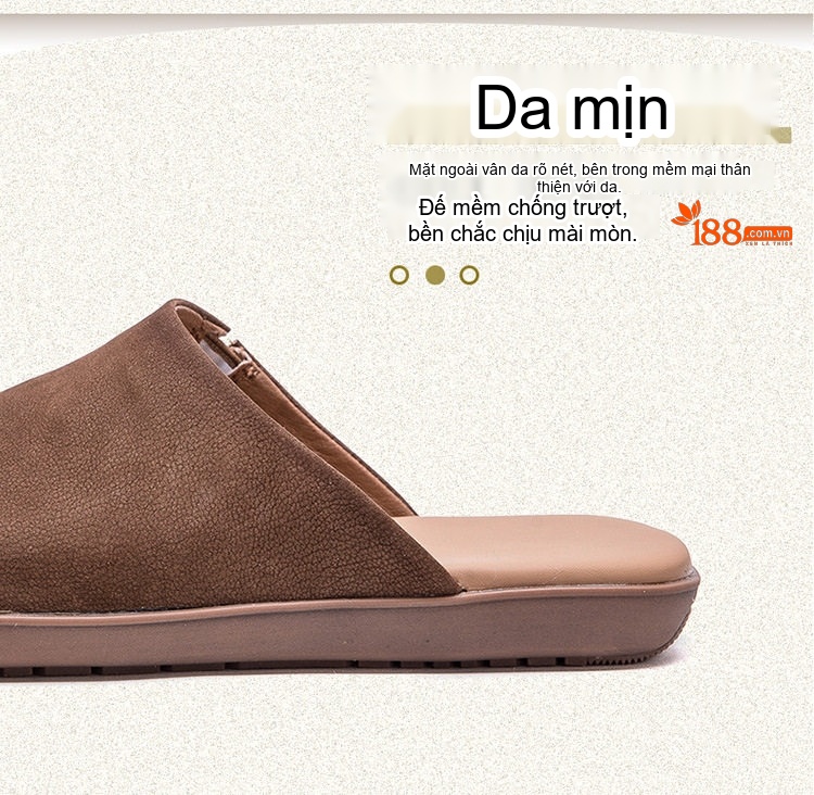 Dép Sục Nữ Da Mờ Họa Tiết Chiều Cao Đế Khoảng 1cm Màu Nâu, Xanh Lá chi tiết 4