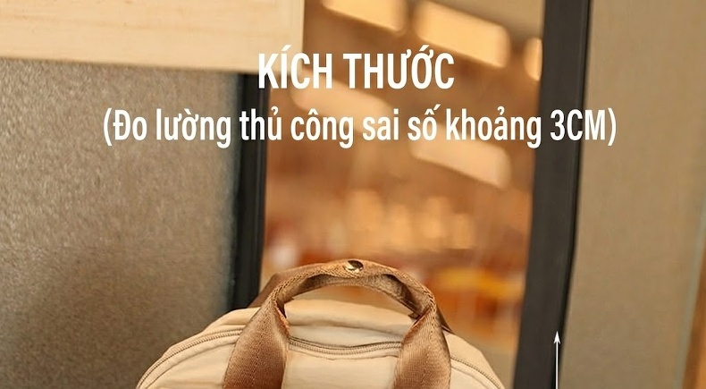 Balo Nữ Đeo Vai Hai Dây Mềm Mại Chống Sốc Thoải Mái Size Vừa Bền Bỉ Màu Be chi tiết 1