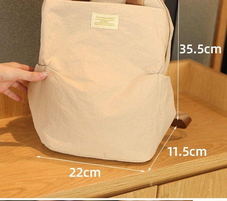 Balo Nữ Đeo Vai Hai Dây Mềm Mại Chống Sốc Thoải Mái Size Vừa Bền Bỉ Màu Be chi tiết 2