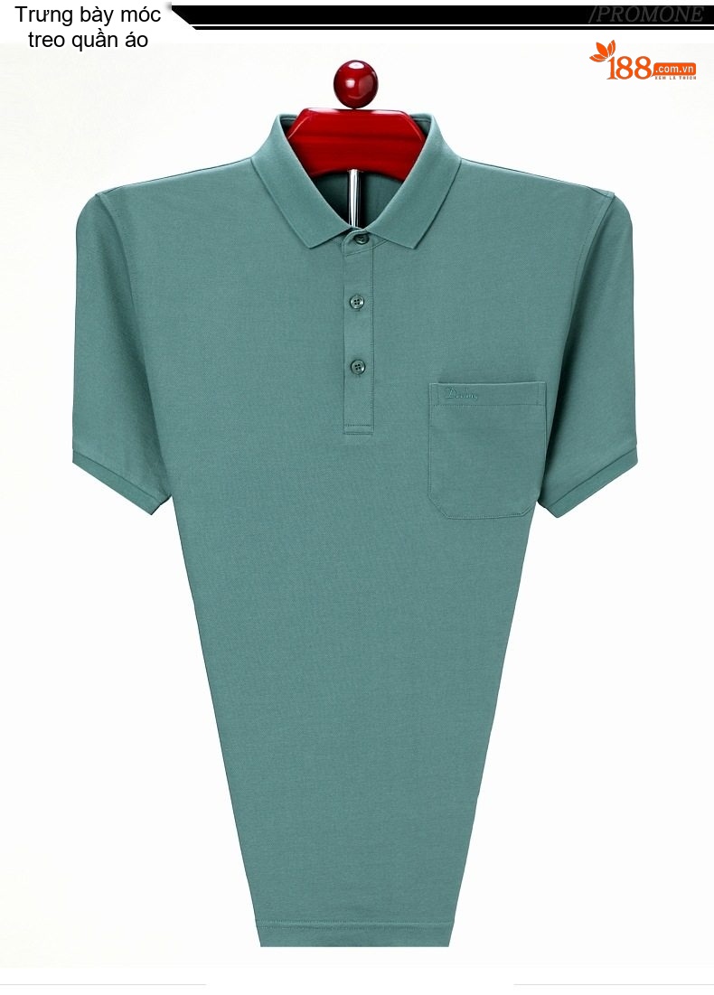 Áo Polo Nam Tay Ngắn Lụa Tằm Thượng Hạng Form Rộng Có Túi Màu Đỏ, Trắng, Xanh, Hồng... chi tiết 22