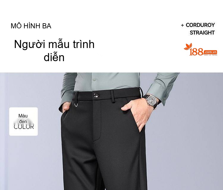 Quần Tây Nam Lông Cừu Dáng Suông Rộng Thoải Mái Chống Nhăn Màu Đen, Xanh Navy, Xám chi tiết 22