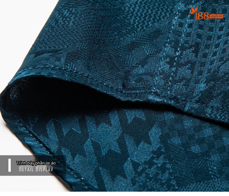 Áo Sơ Mi Nam Tay Ngắn Tơ Tằm Họa Tiết Jacquard Cao Cấp Màu Trắng, Đen, Xanh Ngọc chi tiết 24