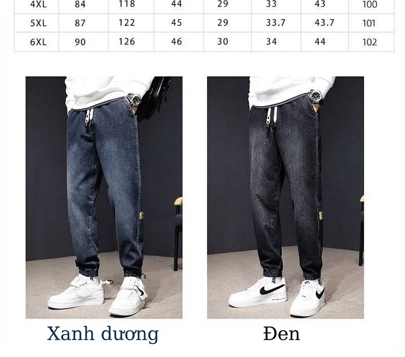 Quần Jean Nam Ống Bo Dáng Rộng Thoải Mái Màu Xanh Đen chi tiết 3