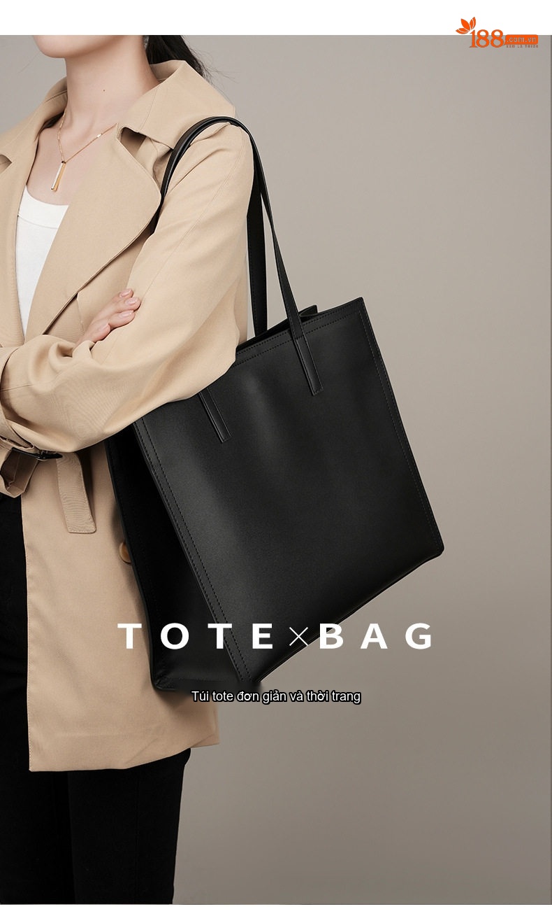 Túi Tote Nữ Da Bò Công Sở Đựng Laptop Sức Chứa Lớn Màu Đen, Nâu chi tiết 1