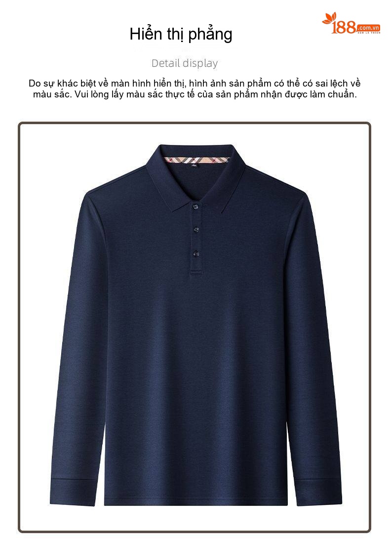 Áo Polo Nam Dài Tay Cao Cấp Kháng Khuẩn 5A Chất Liệu Cotton, Modal Màu Đen, Xanh Navy, Xanh... chi tiết 17
