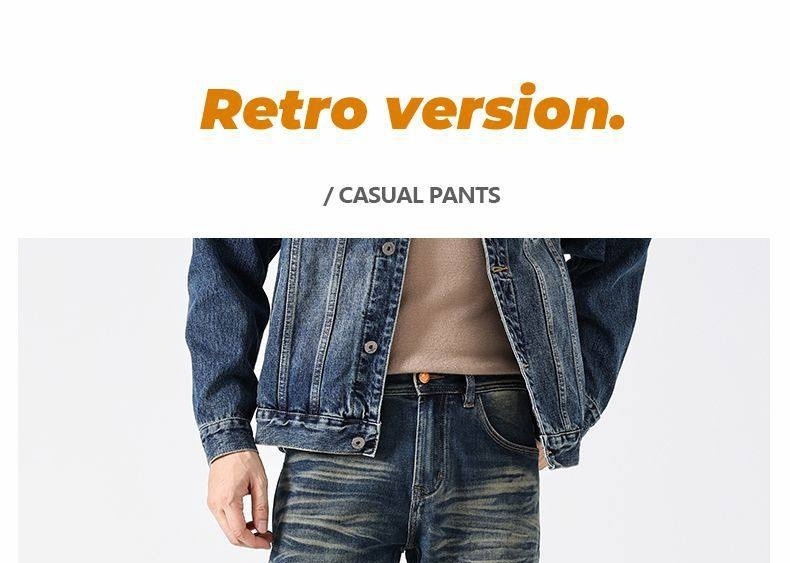 Quần Jeans Nam Ống Đứng Cao Cấp Dáng Ôm Vừa Vặn Màu Xanh Denim chi tiết 44