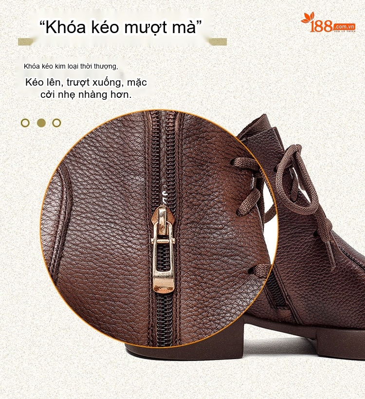 Boot Nữ Cổ Ngắn Da Mờ Đế Dày Chiều Cao Đế Khoảng 4cm Màu Đen, Nâu chi tiết 7