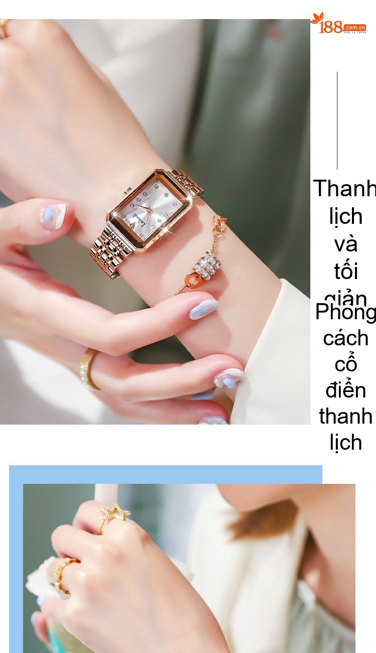 Đồng Hồ Nữ Labaoli Dây Kim Loại Màu Vàng Hồng Mặt Trắng, Xanh Dương, Nâu chi tiết 9