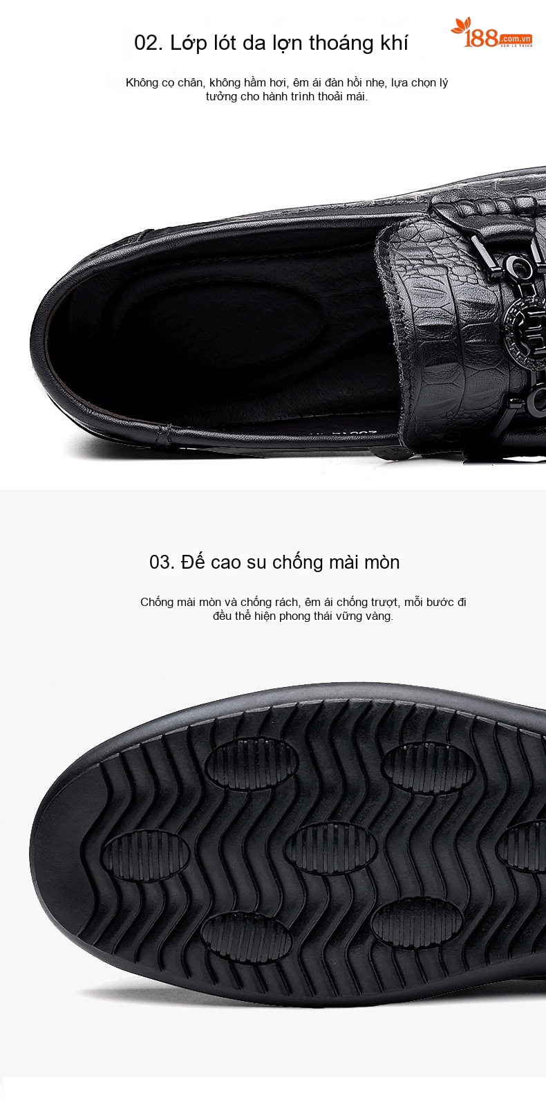 Giày Lười Nam Da Bò Vân Cá Sấu Chiều Cao Đế Khoảng 3cm Màu Đen chi tiết 11
