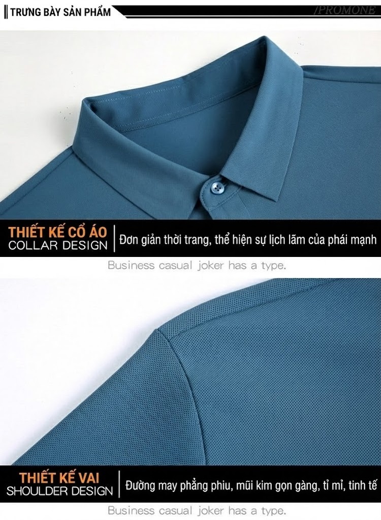 Áo Polo Nam Lụa Tằm Cao Cấp Form Rộng Chống Nhăn Màu Đỏ Cam, Trắng, Xanh Da Trời, Xanh... chi tiết 29