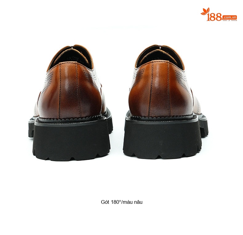 Giày Tây Brogue Nam Da Bóng Đế Dày Chiều Cao Đế 4cm Màu Đen, Nâu chi tiết 13