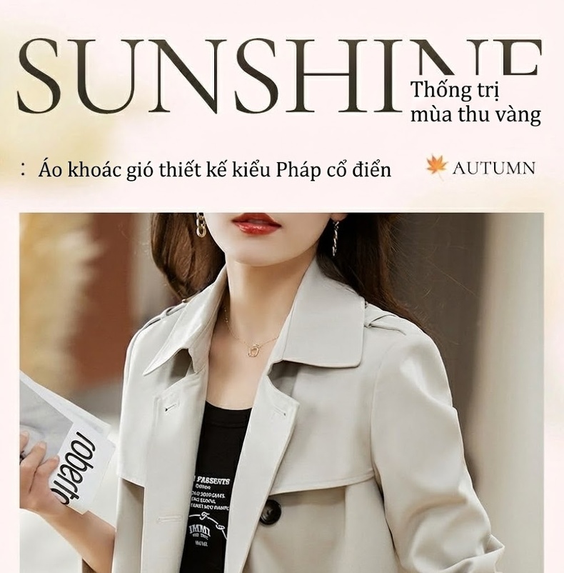 Áo Khoác Ngắn Nữ Dáng Suông Cổ chữ Vest Phong Cách Hàn Quốc Màu Be, Trắng chi tiết 2