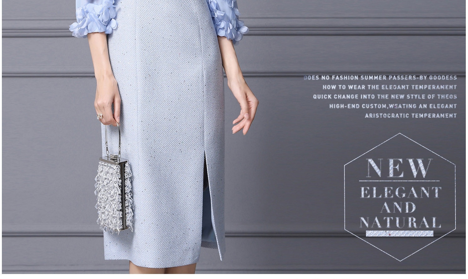 Váy liền thân Nữ Đính Đá Phong Cách Pháp Tay Voan Hoa Thanh Lịch Màu Xanh chi tiết 1