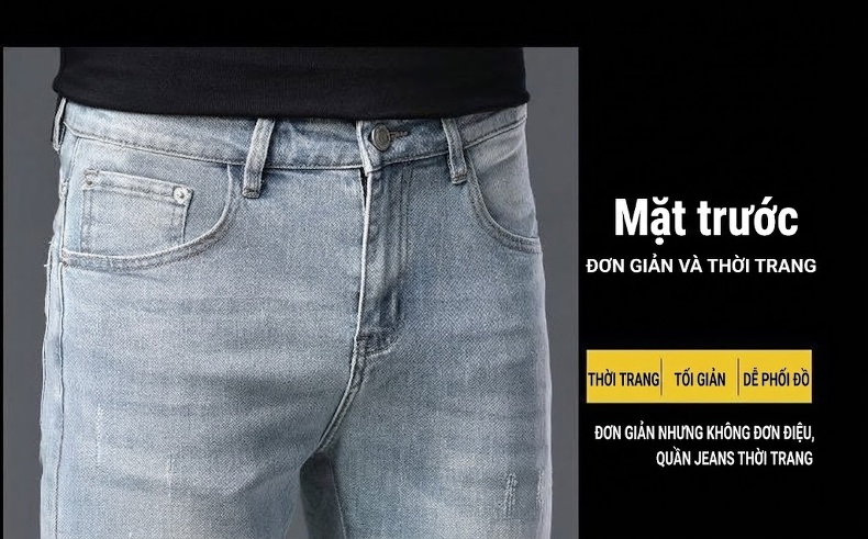 Quần Jean Dáng Ôm Vừa Vặn Màu Xanh Lam Nhạt chi tiết 6