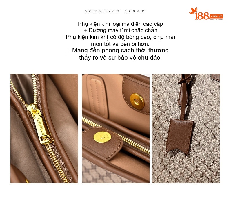 Túi Tote Nữ Fansman Họa Tiết Chữ Lớn Sức Chứa Lớn Màu Nâu chi tiết 5