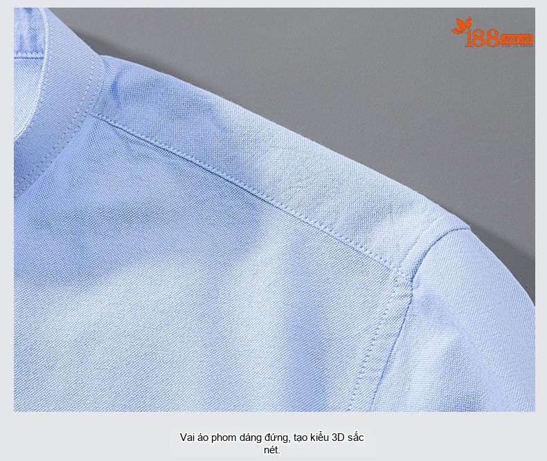 Áo Sơ Mi Nam Tay Dài Cổ Trụ Oxford Cotton Dáng Ôm Màu Vàng, Xanh Lam, Xanh Dương, Xám... chi tiết 23