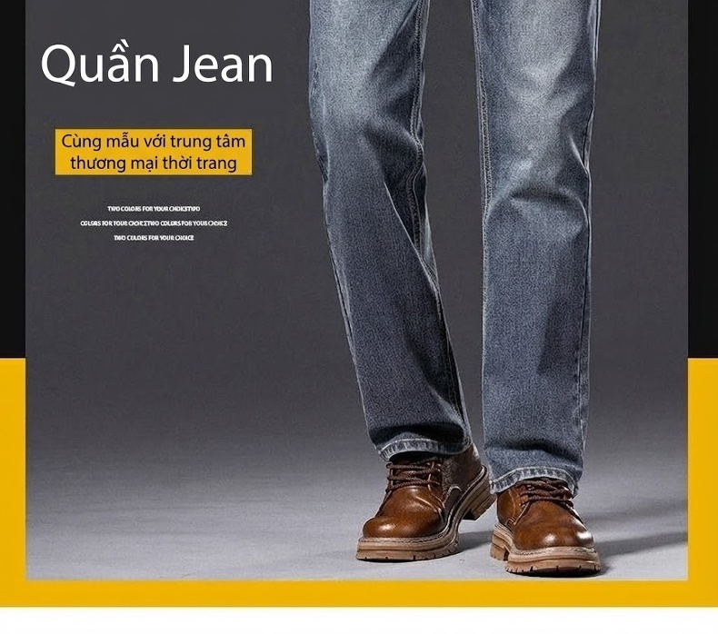 Quần Jean Nam Ống Đứng Cotton Dáng Rộng Co Giãn Thoải Mái Màu Xanh, Đen chi tiết 26