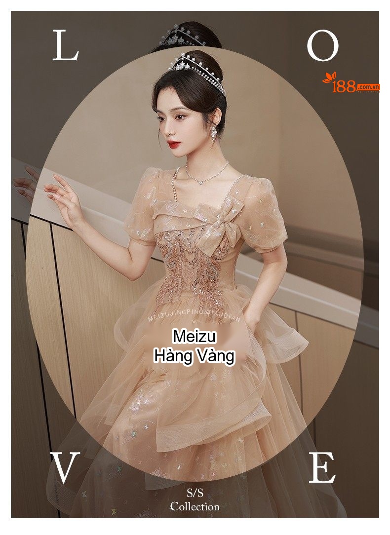Váy Dạ Hội Nữ Pháp Kiểu Dáng Tiểu Thư Màu Champagne chi tiết 19