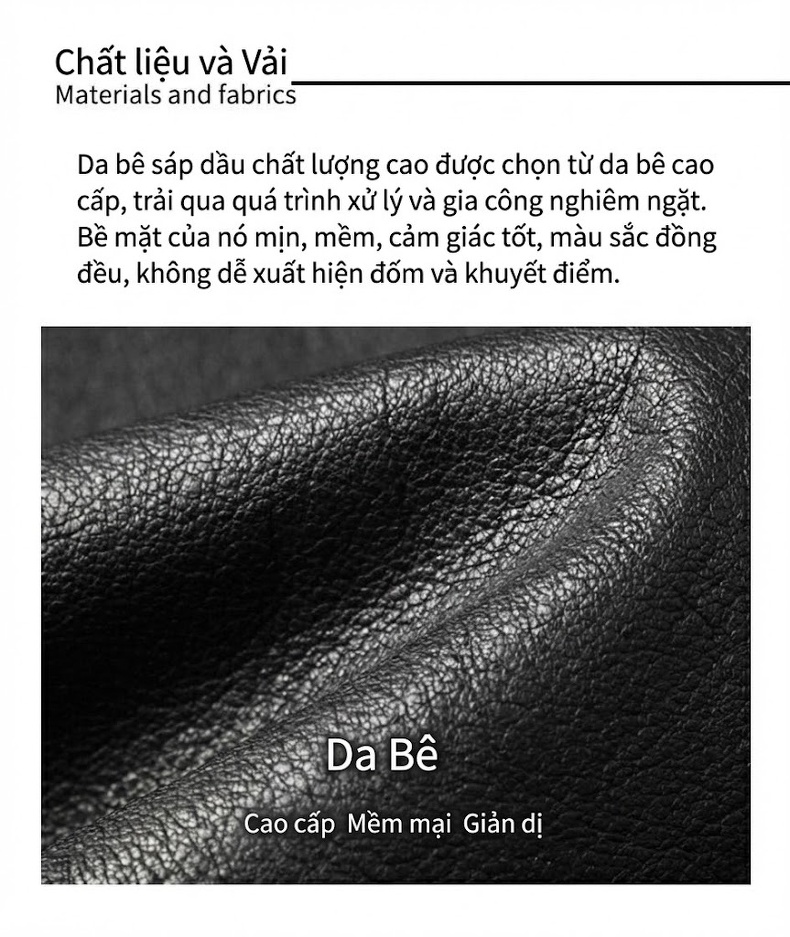 Áo Khoác Da Nam Da Bò Hàng Hiệu Cổ Bẻ Ngắn Tay Dài Màu Đen chi tiết 4