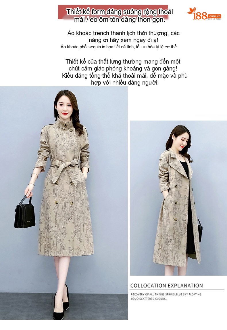 Áo Khoác Trench Coat Nữ Dáng Dài Chất Liệu Lông Hươu Màu Be chi tiết 2