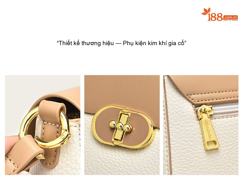 Túi Đeo Vai/Đeo Chéo Nữ Fansman Thiết Kế Đơn Giản Màu Nâu, Trắng, Đen chi tiết 8