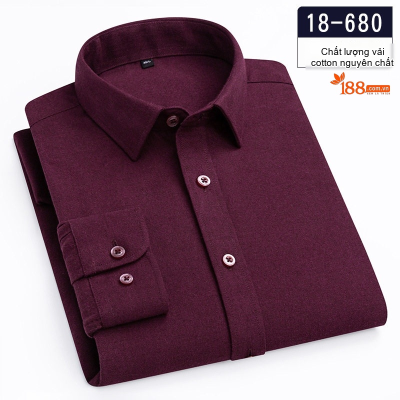 Áo Sơ Mi Nam Tay Dài Cotton Mài Lông Màu Xám, Đỏ, Xanh Dương, Xanh Lá...