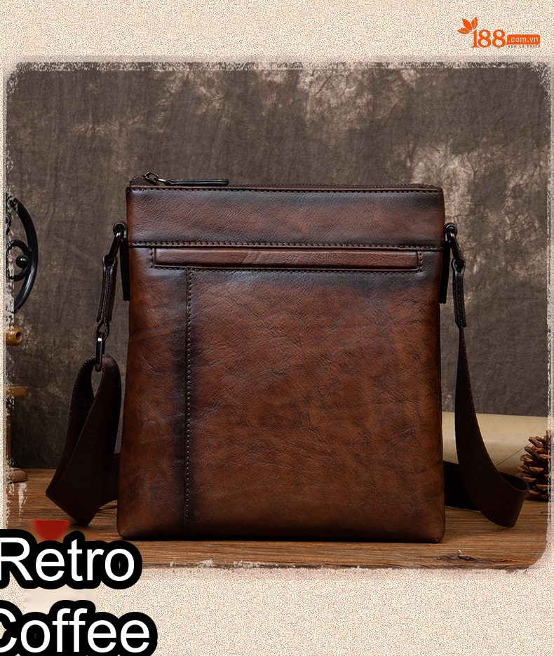 Túi Đeo Chéo Nam Da Thật Kiểu Âu Mỹ Retro Màu Nâu chi tiết 7