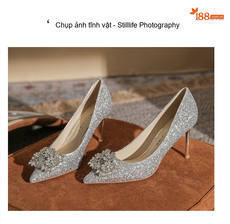 Giày Cao Gót Nữ Mũi Nhọn Đính Đá Chiều Cao Đế 6cm Màu Bạc chi tiết 22
