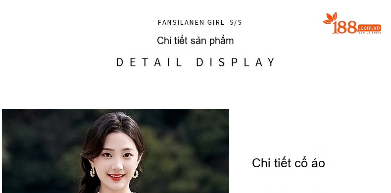 Váy liền thân Nữ Dáng Dài Họa Tiết Hoa Nhí Cổ Điển Thắt Eo Thanh Lịch chi tiết 7