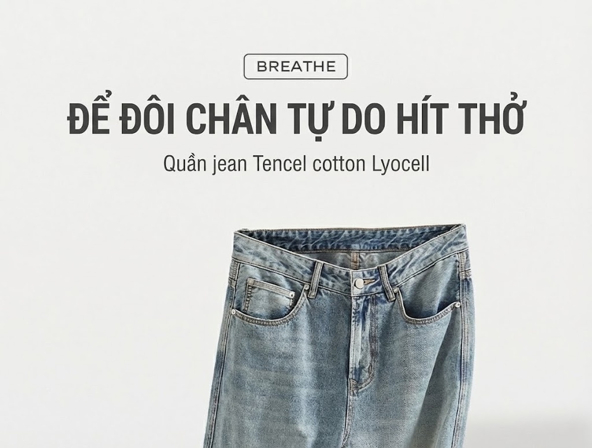 Quần Jean Ống Rộng Nam Lyocell Tencel Mỏng Mát Dáng Suông Thể Thao Màu Xanh chi tiết 1
