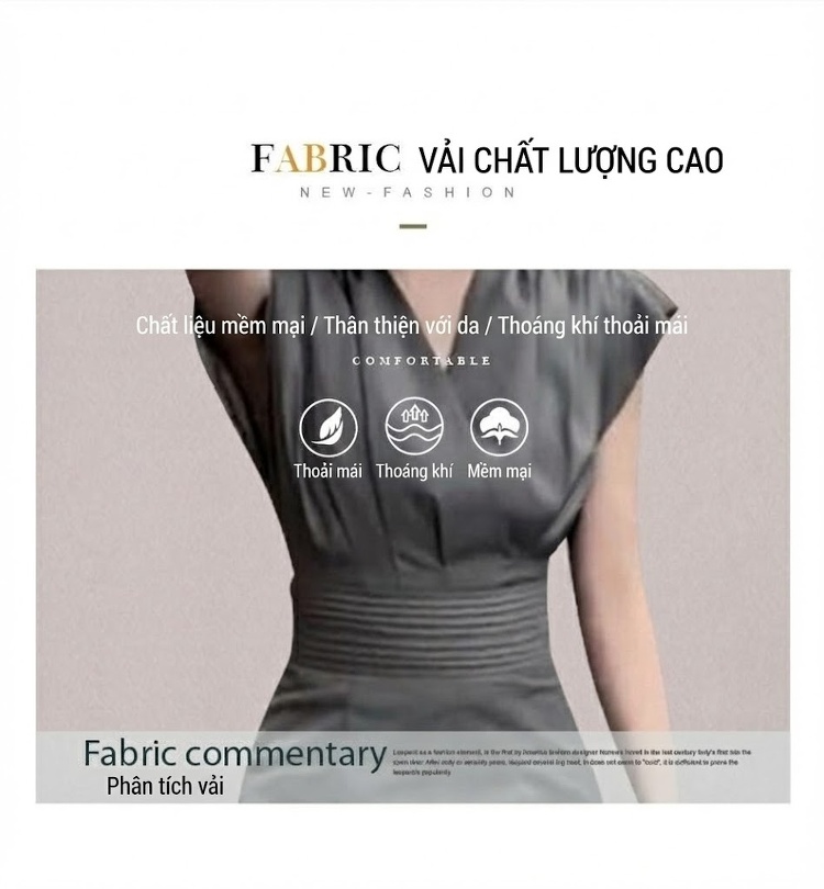 Váy Ôm Body Cổ chữ V Nữ Tay Lửng Thu Eo Thiết Kế Thanh Lịch Màu Xám chi tiết 3
