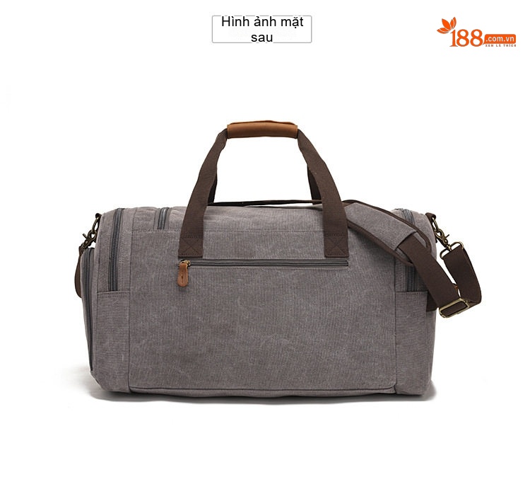 Túi Du Lịch Xách Tay Vải Canvas Đeo Chéo Phong Cách Âu Mỹ Kết Hợp Da Thật Màu Xám, Hồng, Sọc Trắng Đen chi tiết 14