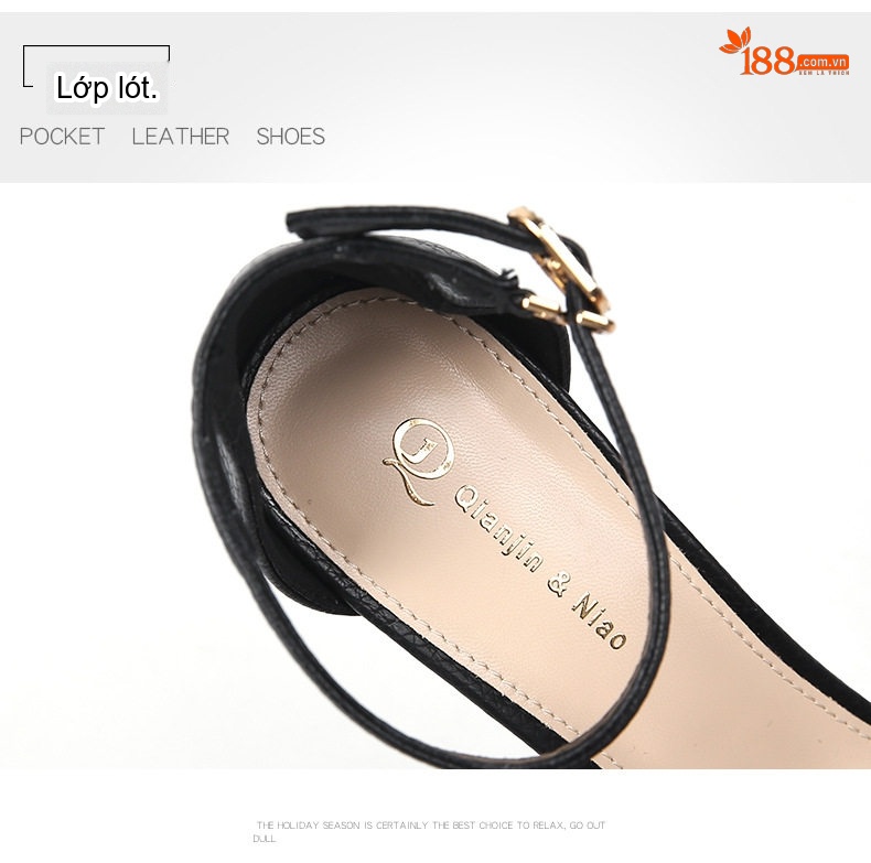 Giày Sandal Cao Gót Nữ Hở Ngón Da Mềm Quai Mảnh Gót Cao 8cm Màu Đen, Trắng, Vàng chi tiết 5
