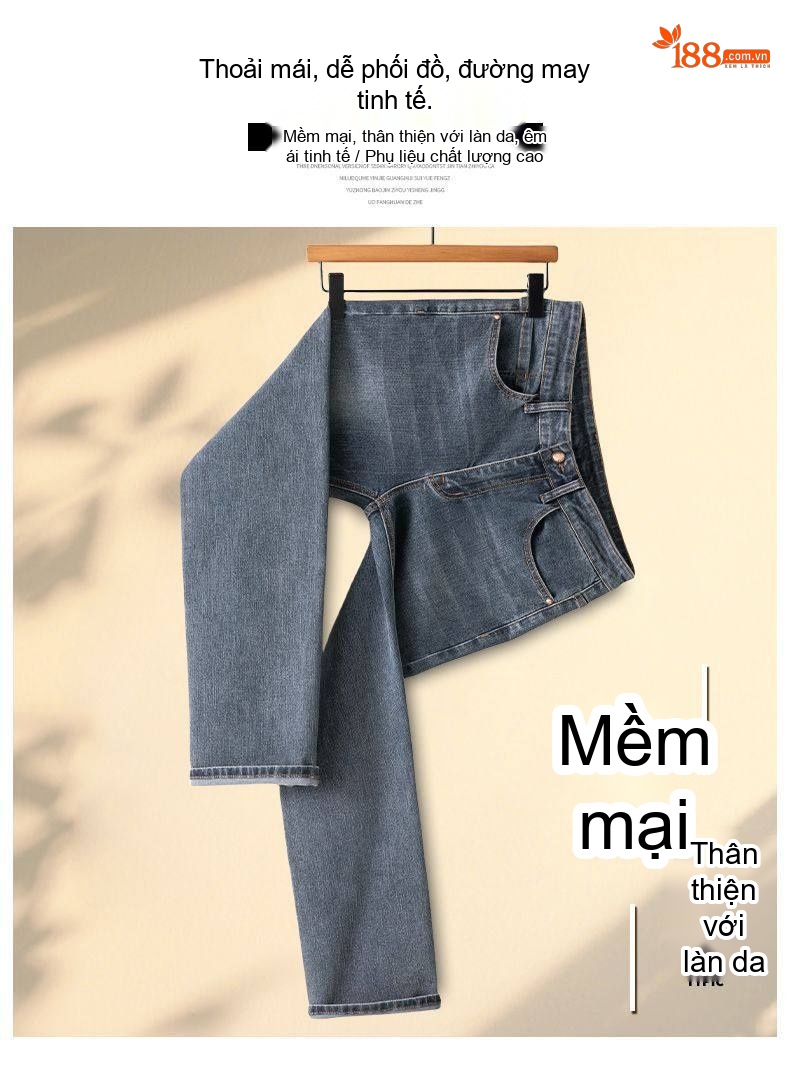 Quần Jean Nam Ống Đứng Cotton Dáng Rộng Co Giãn Thoải Mái Màu Xanh, Đen chi tiết 27