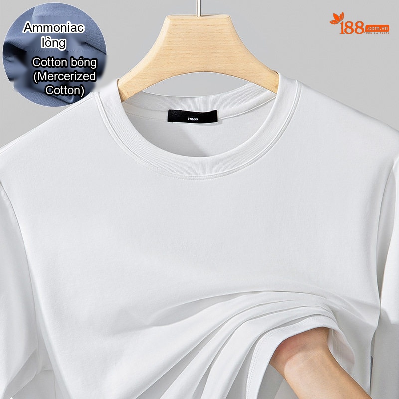 Áo Thun Dài Tay Nam Cotton Lụa Xử Lý Amoniac Màu Trắng, Kem, Nâu, Đen