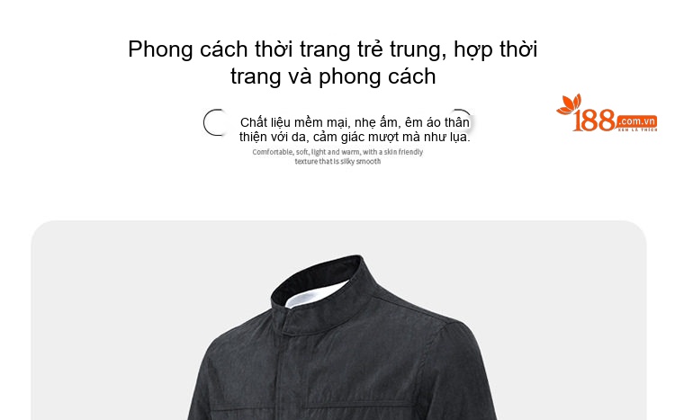Áo Khoác Bomber Nam Cổ Trụ Dáng Rộng Màu Xám, Vàng Be, Đen chi tiết 2