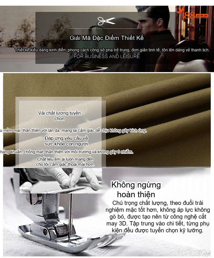 Áo Khoác Nam Cổ Trụ Dáng Ôm Cotton Mỏng Màu Nâu, Đỏ, Đen, Xanh... chi tiết 3