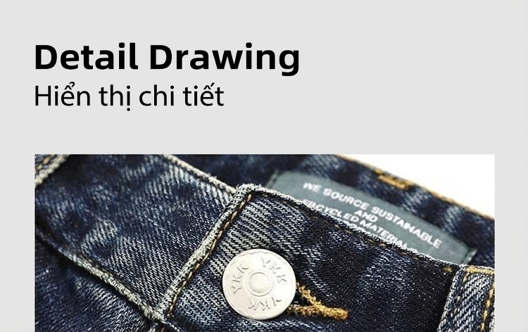 Quần Jean Nam Ống Đứng Co Giãn Vừa Vặn Phong Cách Retro Màu Xanh Denim chi tiết 17