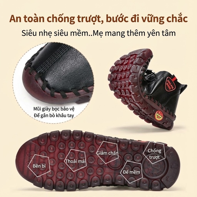 Giày Búp Bê Mềm Nữ Đế Bằng Chiều Cao Đế Khoảng 2cm Màu Đỏ, Đen, Nâu, Trắng Kem... chi tiết 18