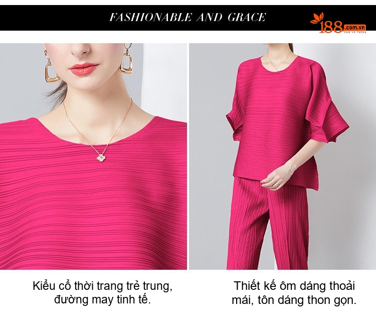 Bộ Quần Áo Nữ Mùa Hè Thiết Kế Tay Loa Cổ Tròn Co Giãn Quần Lửng Ống Nhỏ Màu Đen, Đỏ, Xám, Trắng... chi tiết 4