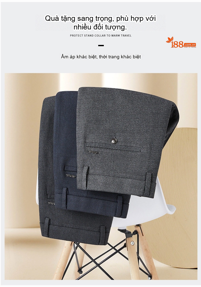 Quần Tây Nam Ống Đứng Wool Blend Dáng Ôm Vừa Thu Đông Dày Dặn Màu Đen, Xám Đậm chi tiết 5