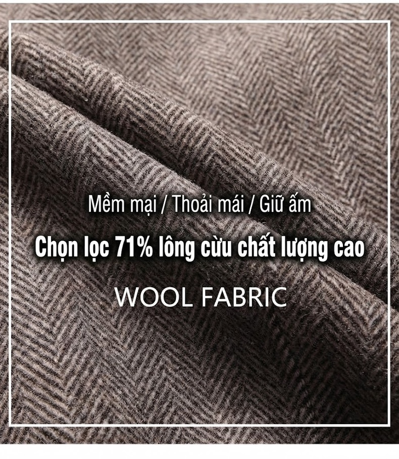 Áo Vest Nam Hai Mặt Thu Đông Thủ Công Lông Cừu Họa Tiết Xương Cá Size Lớn Màu Xám, Nâu chi tiết 28