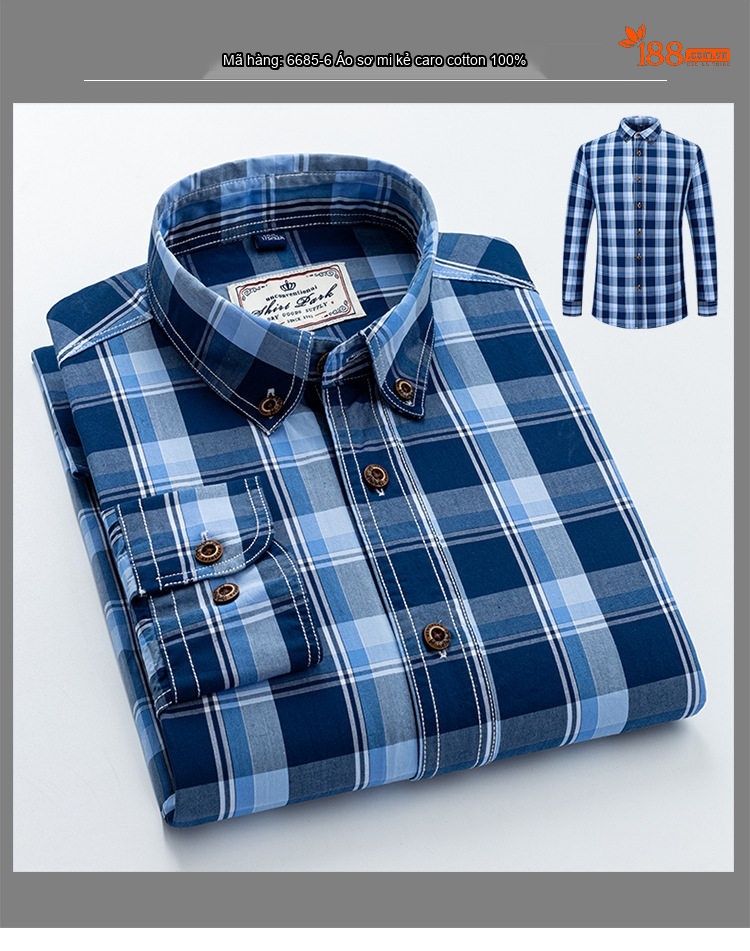 Áo Sơ Mi Tay Dài Nam Cotton Kẻ Caro Thời Trang Công Sở Hàng Ngày Màu Xanh, Đen, Đỏ, Xám... chi tiết 18