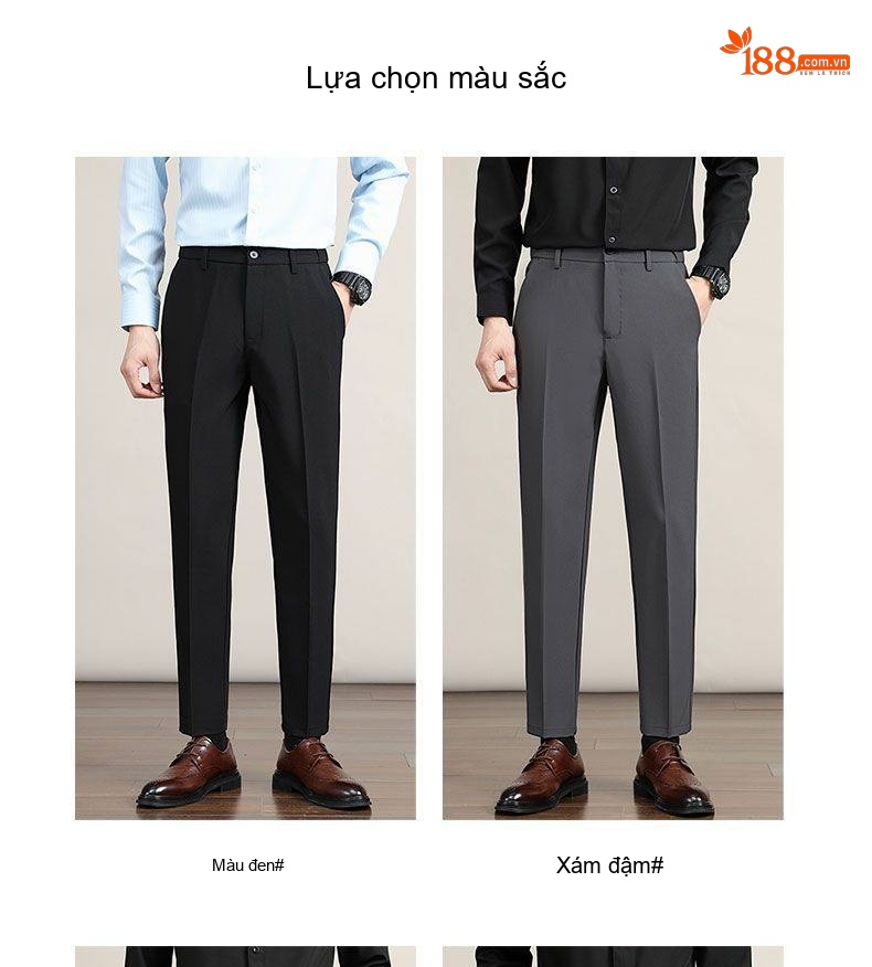 Quần Tây Nam Ống Đứng Co Giãn Phong Cách Hàn Quốc Màu Đen, Be, Xám chi tiết 7